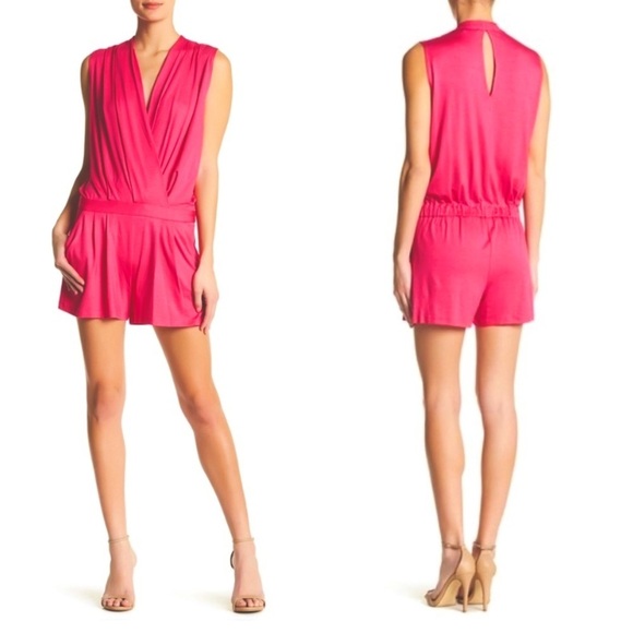 Trina Turk Giselle Jersey Romper in hot pink - Picture 1 of 16